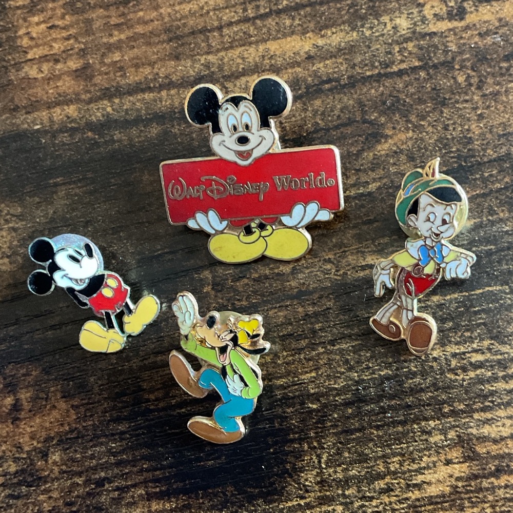 Vintage Disney Character Enamel Pins Set of Four